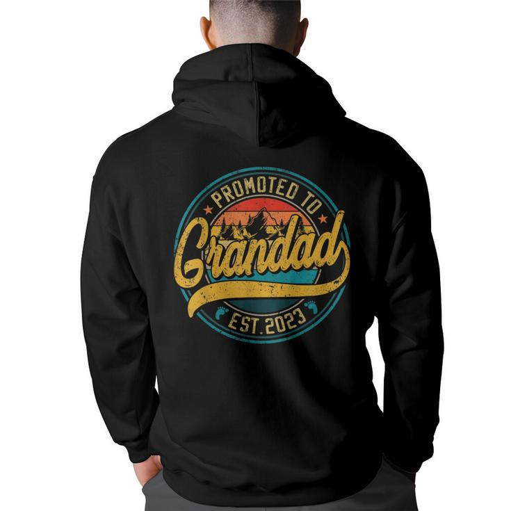Vintage Promoted To Great Grandad Est 2023 Family  Back Print Hoodie