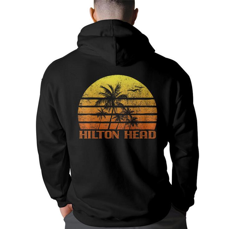 Vintage Retro Beach Vacation Hilton Head Island Sunset  Vacation Funny Gifts Back Print Hoodie
