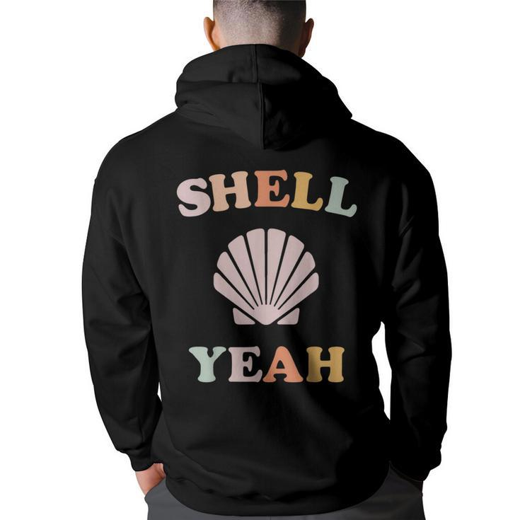 Vintage Retro Shell Yeah Beach Tropical Vacation Gifts  Vacation Funny Gifts Back Print Hoodie