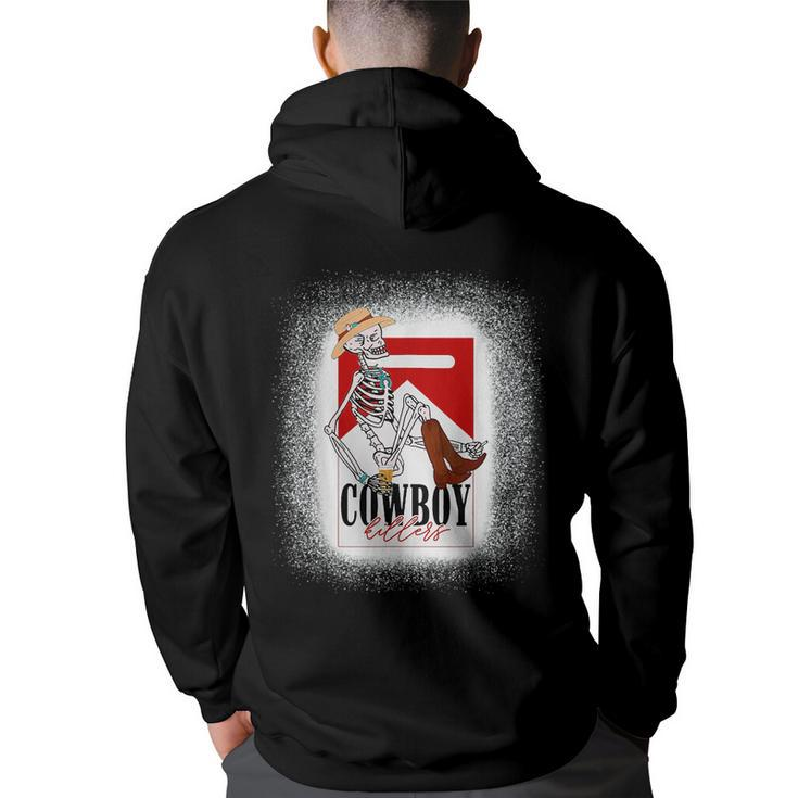 Western Cowboy Skeleton Punchy Killers Skull Rodeo Howdy  Rodeo Funny Gifts Back Print Hoodie