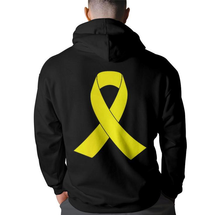 Yellow Ribbon Sarcoma Bone Cancer Awareness  Back Print Hoodie