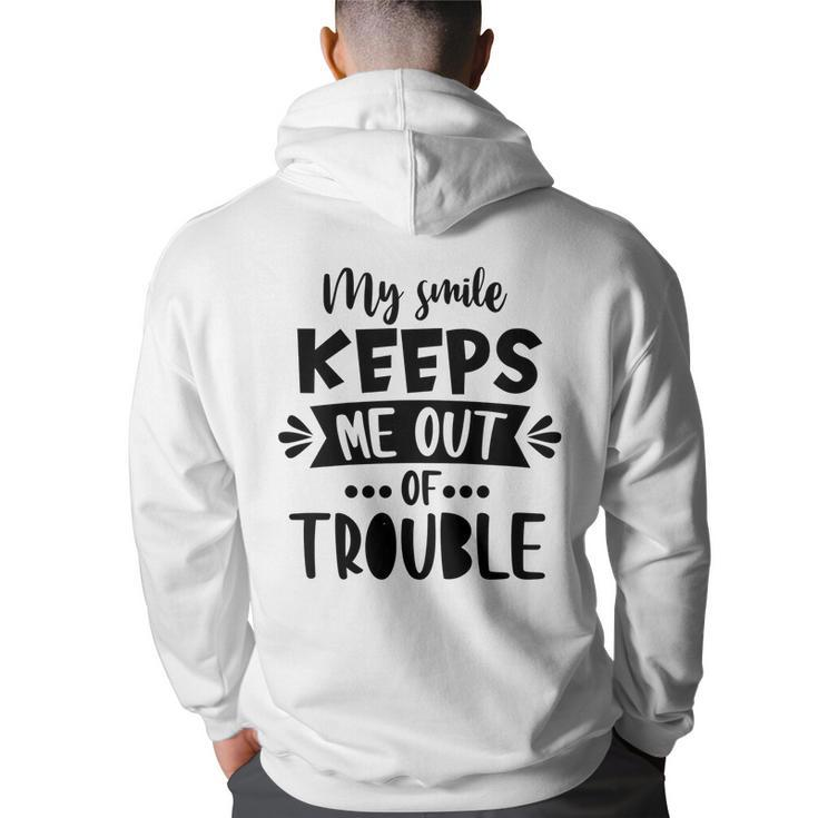 Kids My Smile Keep Me Out Of Trouble Wild Child Birthday Boy Girl  Back Print Hoodie