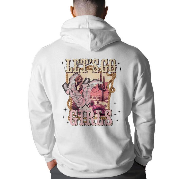 Lets Go Girl Cowboy Pink Boot Retro Western Country   Back Print Hoodie