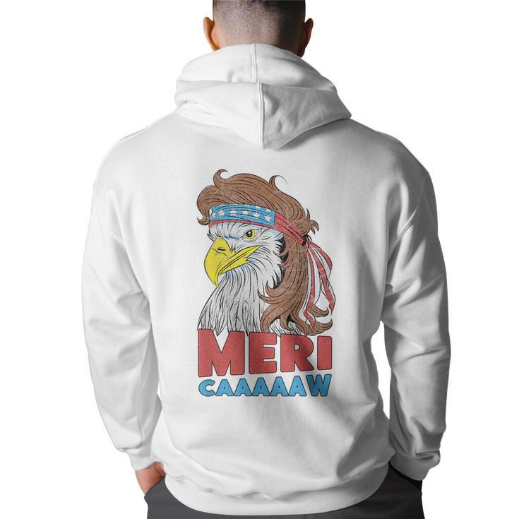 Meri-Caaaaaw - Eagle Mullet 4Th Of July Usa American Flag  Mullet Funny Gifts Back Print Hoodie