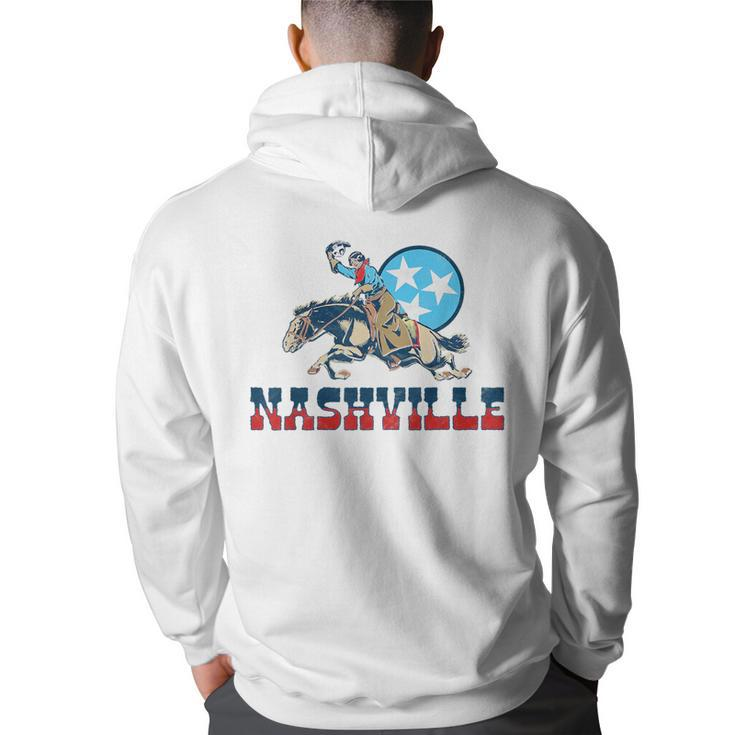 Nashville Vintage Cowgirl & State Flag Tennessee Stars Retro  Tennessee Funny Gifts Back Print Hoodie