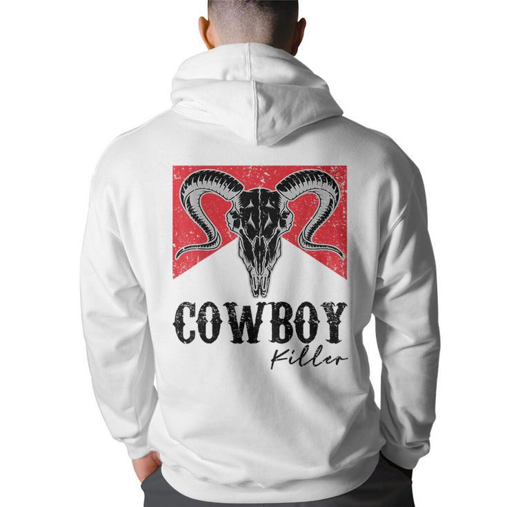 Punchy Cowboy Killer Bull Horn Vintage Western Cowgirl Rodeo  Rodeo Funny Gifts Back Print Hoodie