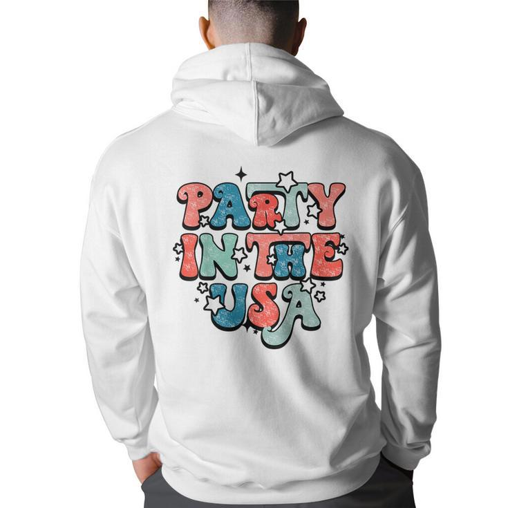 Retro Party In The Usa 4Th Of July America Fourth Of July  Usa Funny Gifts Back Print Hoodie