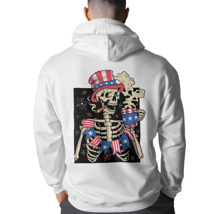Skeleton American Flag Happy Independence Day  Back Print Hoodie