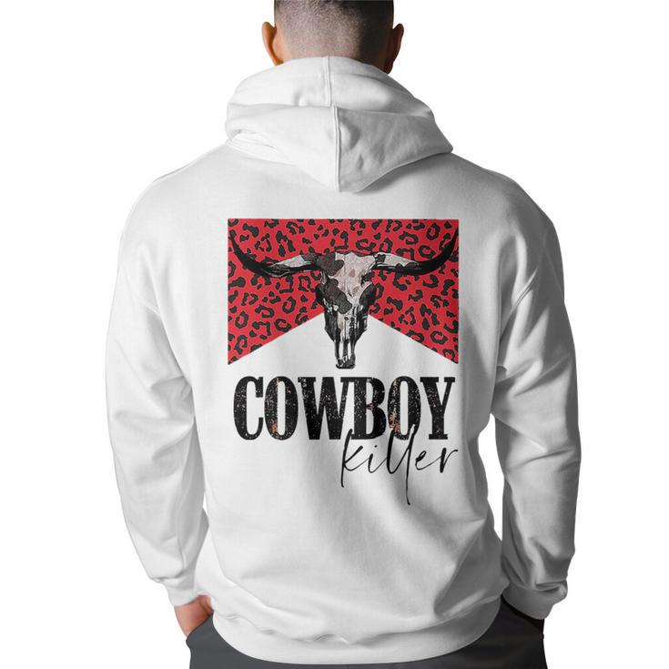 Western Cowgirl Leopard Punchy Cowboy Killers Bull Horn   Back Print Hoodie