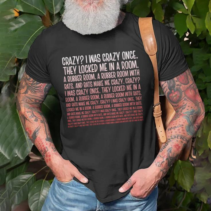 I Was Crazy Once Funny Crazy Meme Old Men T-shirt Gifts for Old Men