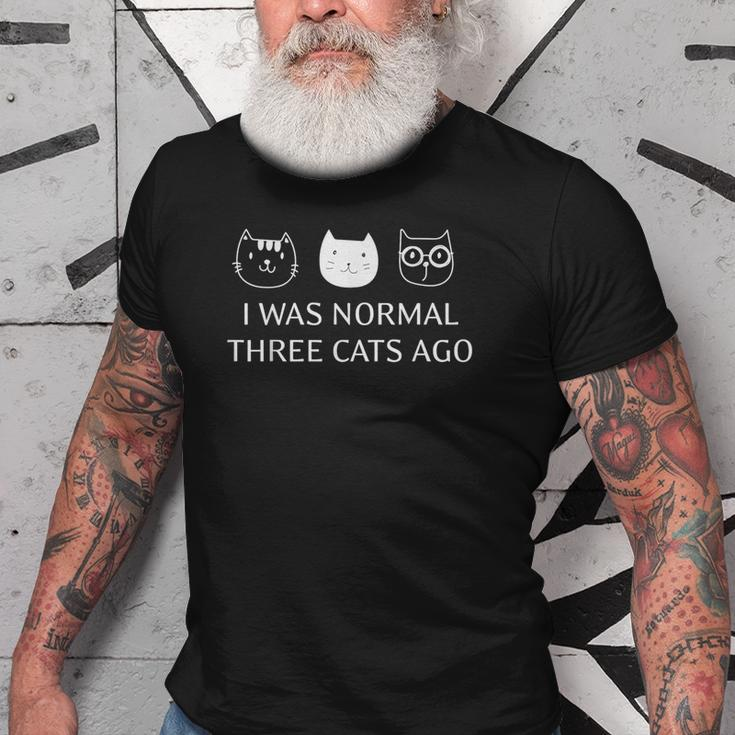 I Was Normal Three Cats Ago Purrr Funny Crazy Cat Old Men T-shirt