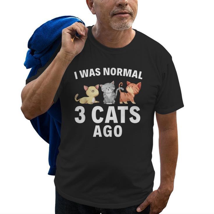I Was Normal Three Cats Ago Crazy Cat Lady Gift  Old Men T-shirt