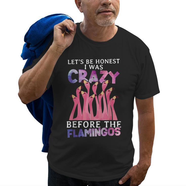 Lets Be Honest I Was Crazy Before Flamingos  Old Men T-shirt