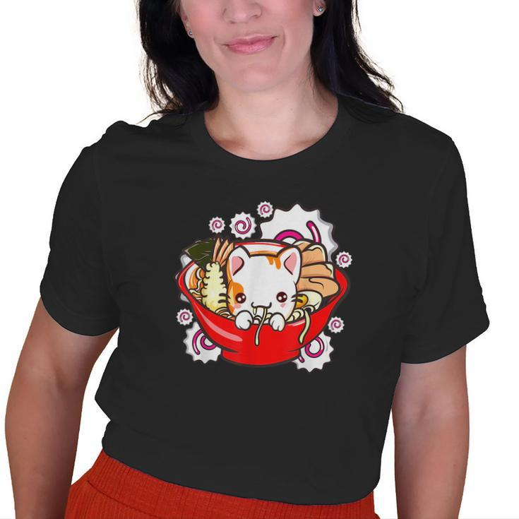 Cat Ramen Bowl Kawaii Anime Neko Cat Mom Crazy Cat Lady  Gifts For Mom Funny Gifts Old Women T-shirt Graphic Print Unisex Tee