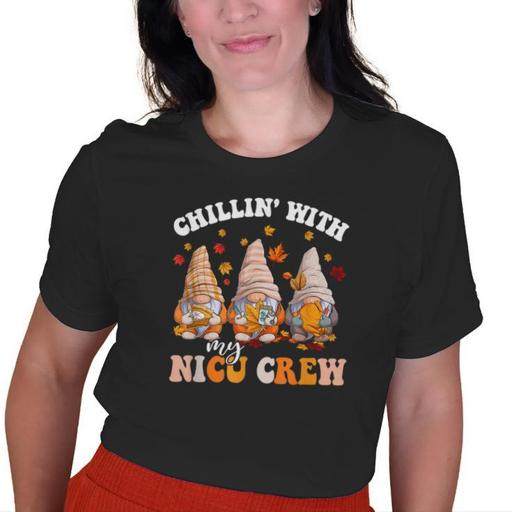 Chillin' With My Gnomies Nicu Crew Fall Vibes Autumn Season Old Women T-shirt