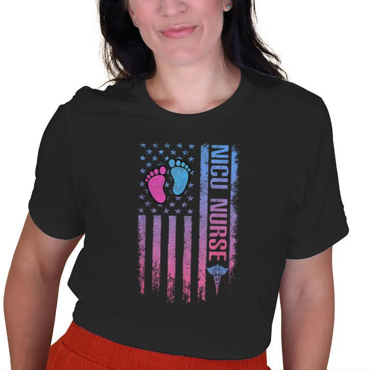 Cute American Flag Patreotic Nicu Nurse Old Women T-shirt