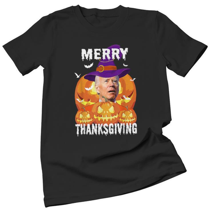Joe Biden Confused Merry Thanksgiving For Halloween Old Women T-shirt