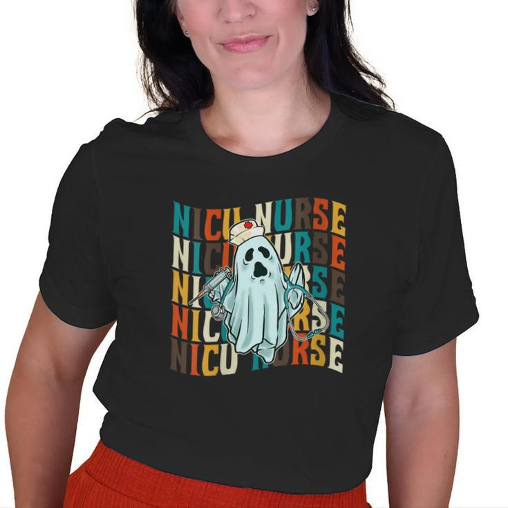 Halloween Nicu Nursing Ghost Costume Neonatal Nurses Old Women T-shirt
