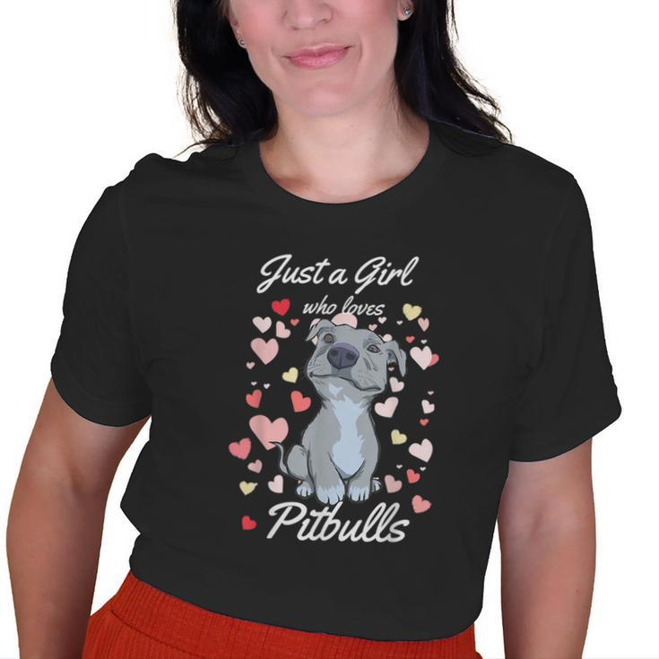 Just A Girl Who Loves Pitbulls Pibble Mom Hearts  Gifts For Mom Funny Gifts Old Women T-shirt Graphic Print Unisex Tee