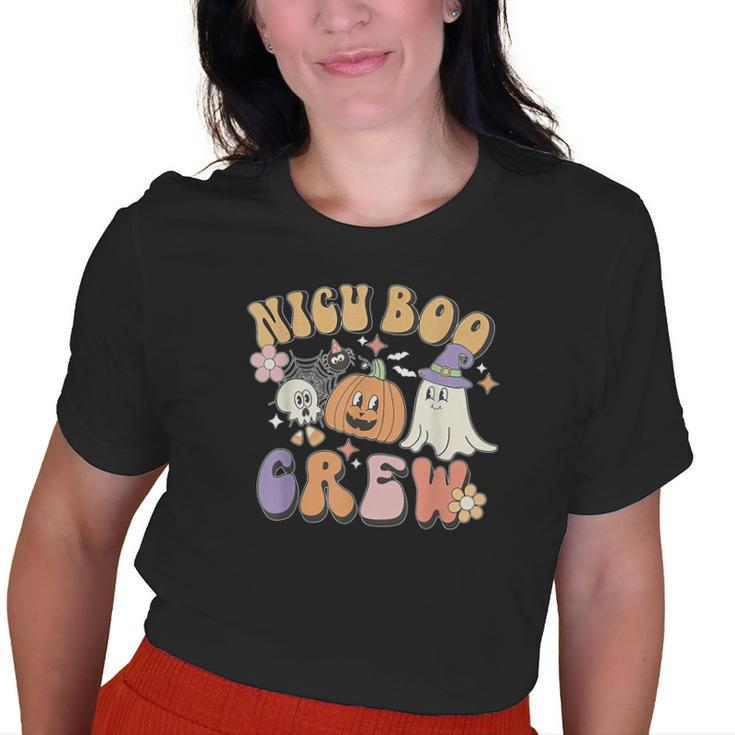 Nicu Boo Crew Ghost Pumpkin Costume Nicu Nurse Halloween Old Women T-shirt