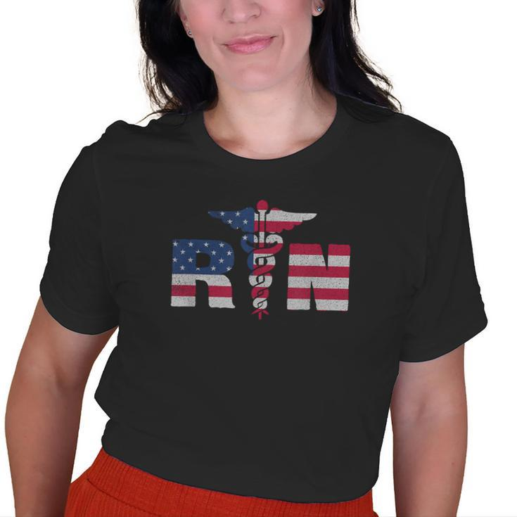 Nurse Appreciation Rn American Flag July 4Th Old Women T-shirt