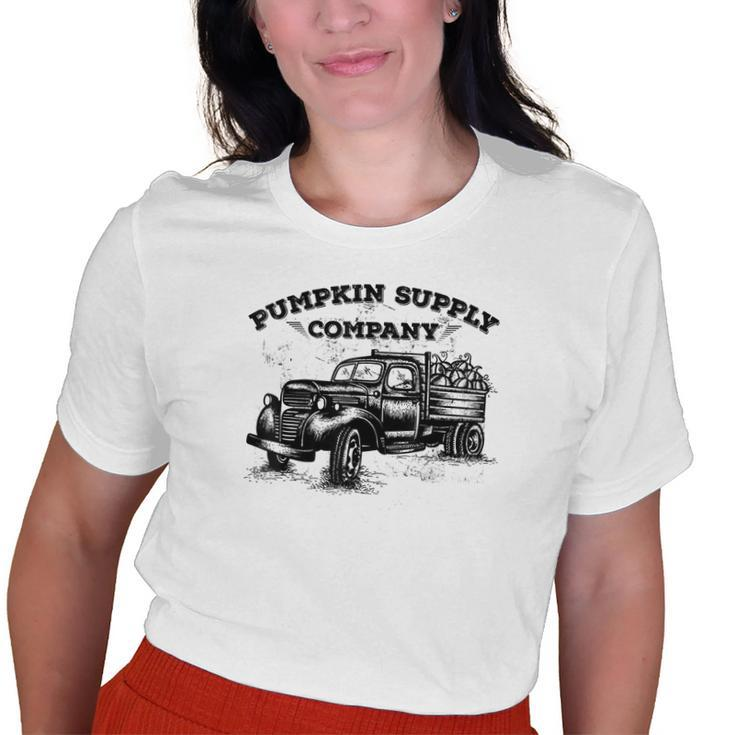 Pumpkin Old Truck Vintage Antique Fall Season For Old Women T-shirt