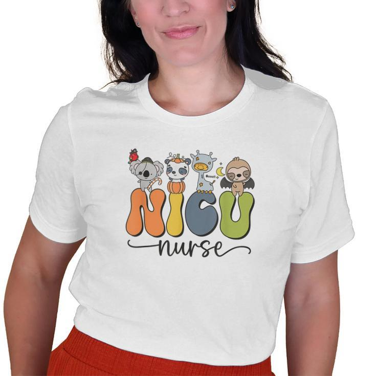 Retro Halloween Nicu Nurse Dinosaur Neonatal Icu Pumpkin Old Women T-shirt