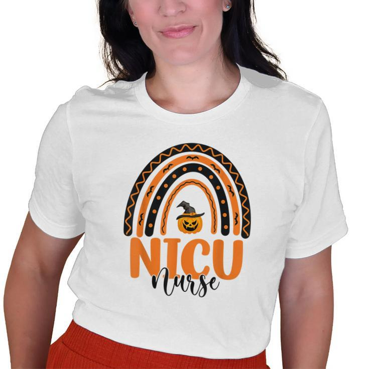 Scary Halloween Nicu Nurse Rainbow Neonatal Icu Nursing Old Women T-shirt