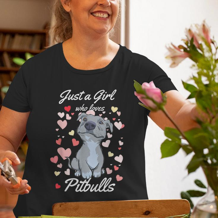 Just A Girl Who Loves Pitbulls Pibble Mom Hearts Gifts For Mom Funny Gifts Old Women T-shirt Graphic Print Unisex Tee Gifts for Old Women
