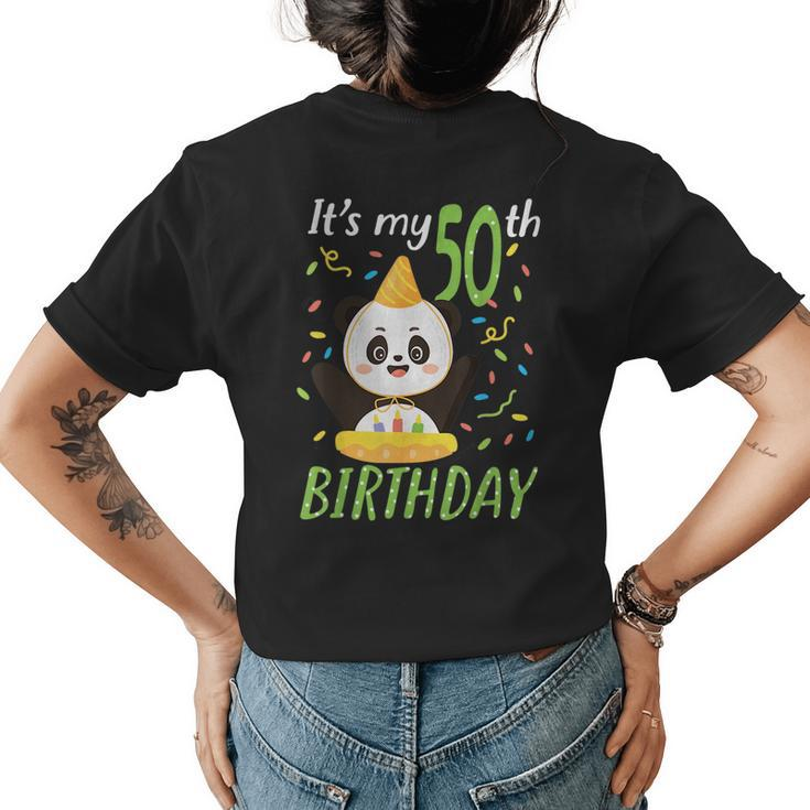 50Th Birthday Panda Animal Zoo Lover 50 Year Old Funny Bday 50Th Birthday Funny Gifts Womens Back Print T-shirt