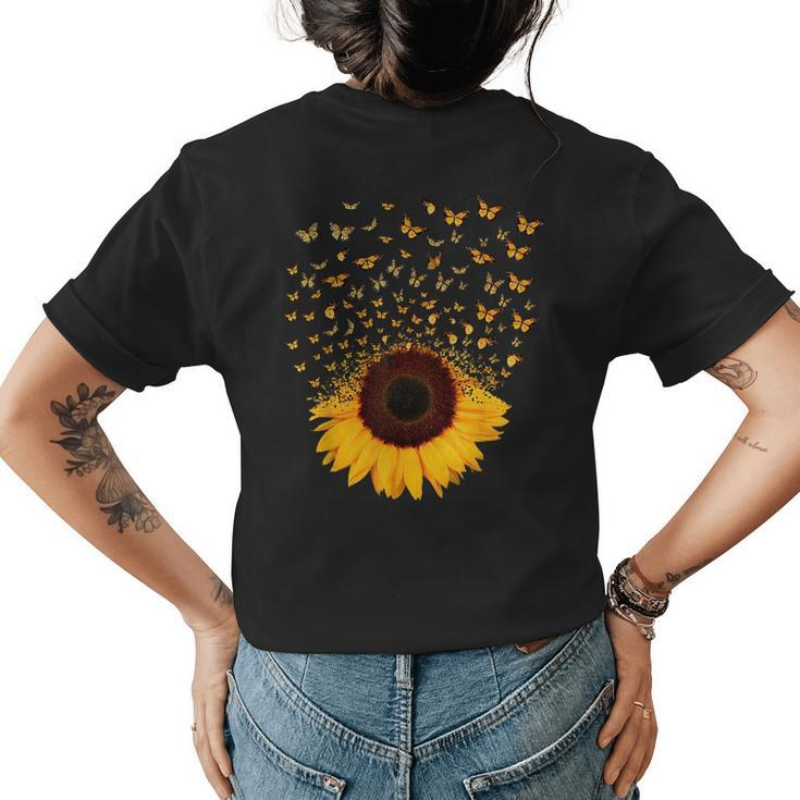 Adorable Butterfly Sunflower Butterfly Funny Designs Funny Gifts Womens Back Print T-shirt