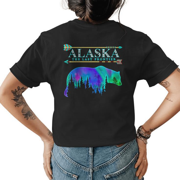 Alaska State Pride Alaska Northern Lights Alaskan Bear  Womens Back Print T-shirt