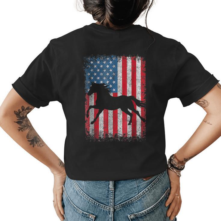American Flag 4Th Of July Horse Patriotic Vintage Men Women Patriotic Funny Gifts Womens Back Print T-shirt