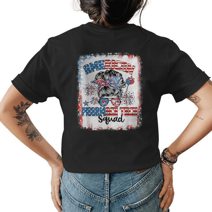 American Pharmacy Tech Squad Messy Bun Women 4Th Of July Womens Back Print T-shirt