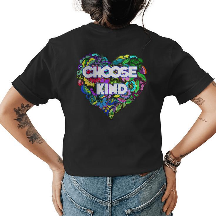 Anti Bullying Choose Kind Teacher Floral School Womens Back Print T-shirt