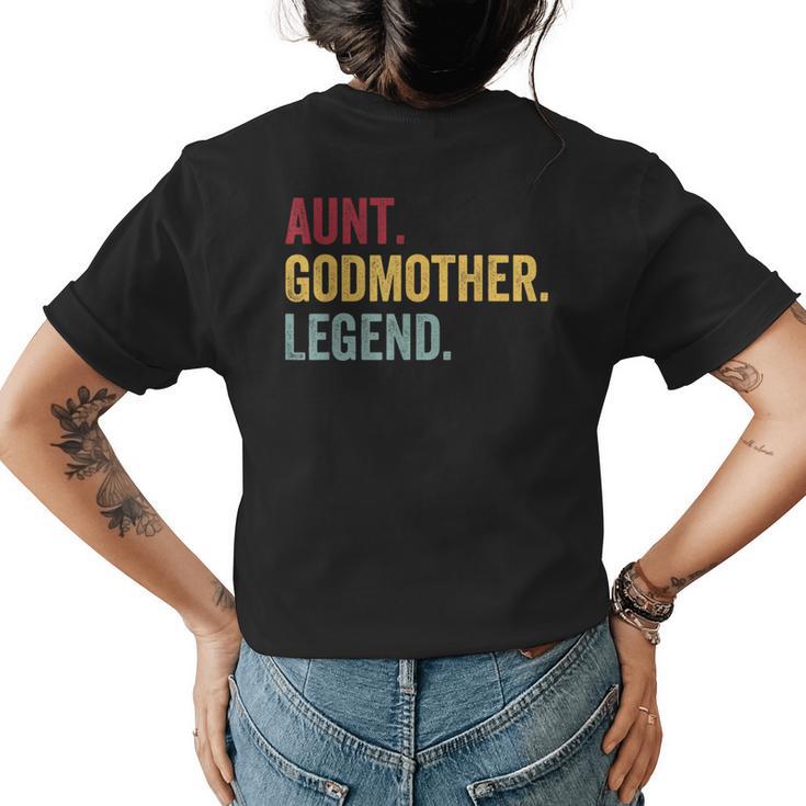 Aunt Godmother Legend Retro Vintage Funny Auntie Mothers Day Womens Back Print T-shirt