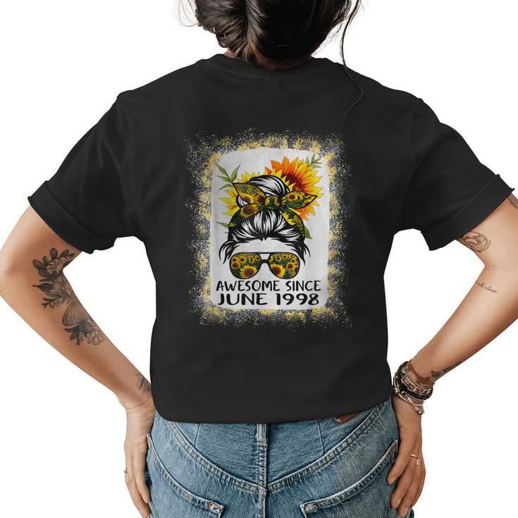 Awesome Since June 1998 Messy Bun Sunflower Vintage Birthday  Womens Back Print T-shirt