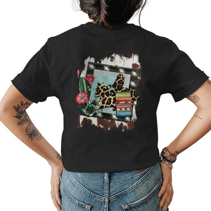 Barrel Racing Cheetah Print | Rodeo Cowgirl Cactus Design Womens Back Print T-shirt