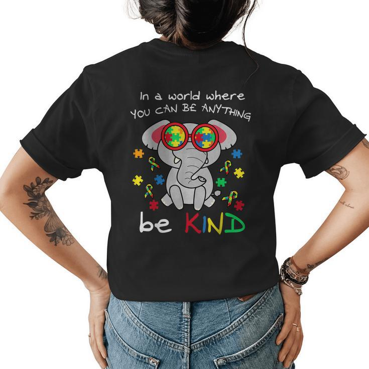 Be Kind Elephant Puzzle Inspirational Autism Awareness Gift Womens Back Print T-shirt
