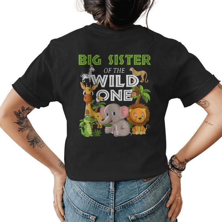 Big Sister Of The Wild One Zoo Birthday 1St Safari Jungle  Womens Back Print T-shirt