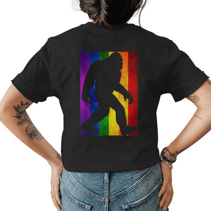 Bigfoot Rainbow Flag Gay Pride Month Lgbtq Gift | Sasquatch  Womens Back Print T-shirt