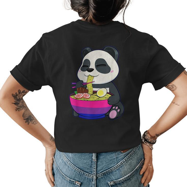 Bisexual Panda Eating Ramen Lgbt-Q Cute Subtle Bi Pride Flag  Womens Back Print T-shirt