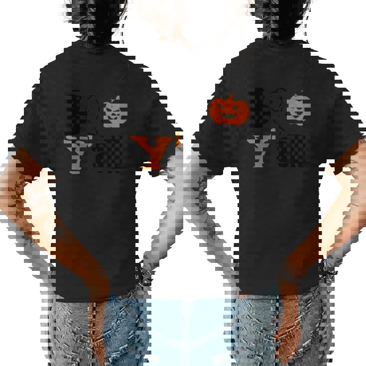 Boo Yall Ghost Halloween Autumn Fall Ghost Halloween Womens T-shirt Back Print