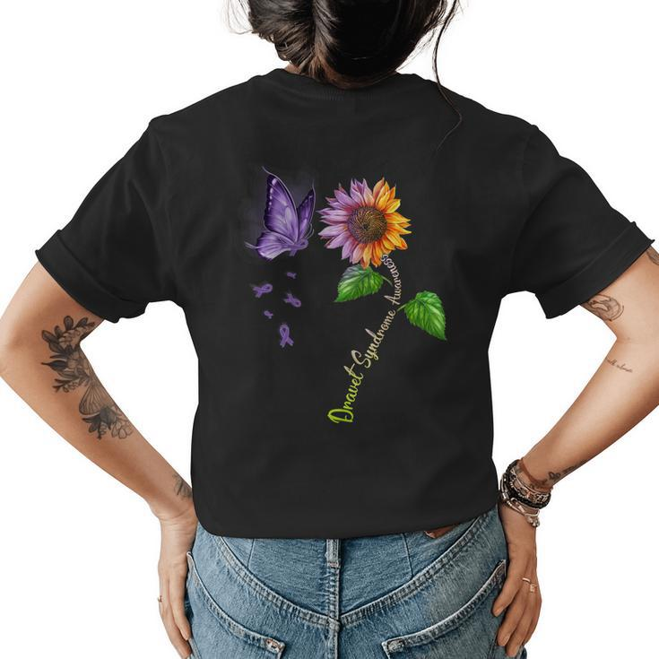 Butterfly Sunflower Dravet Syndrome Awareness Womens Back Print T-shirt