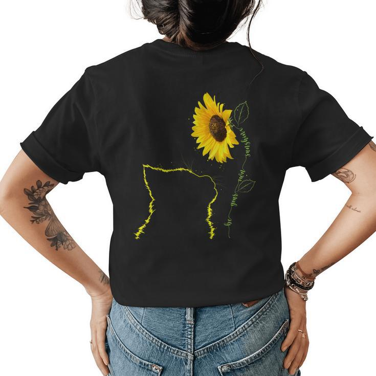 Cat Sunflower Be Your Own Sunshine Gift For Cat Mom Dad Womens Back Print T-shirt