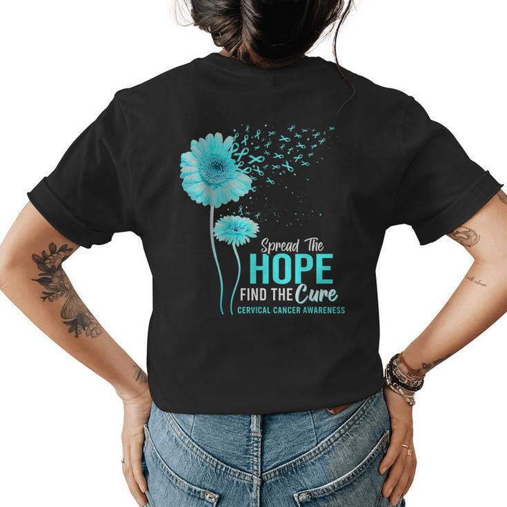 Cervical Cancer Awareness Spread Hope Find Cure Daisy Flower Womens Back Print T-shirt