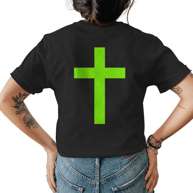 Christian God Jesus Cross Lime Green  Womens Back Print T-shirt