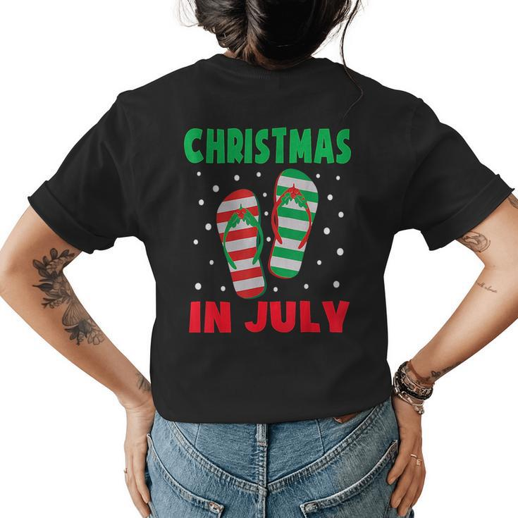 Christmas In July Flip Flops Funny Beach Summer Kids Toddler  Womens Back Print T-shirt