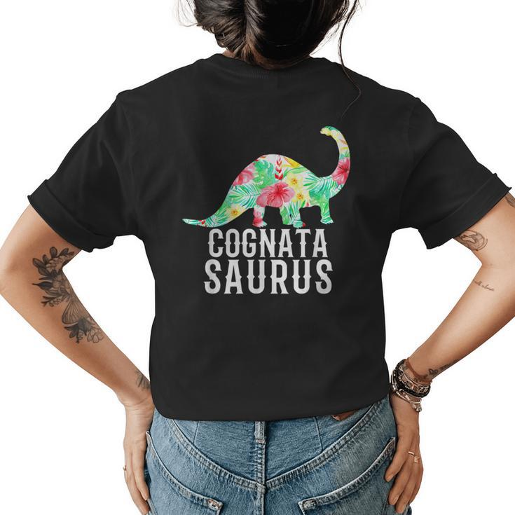 Cognatasaurus Italian Sister In Law Funny Dinosaur Floral  Womens Back Print T-shirt
