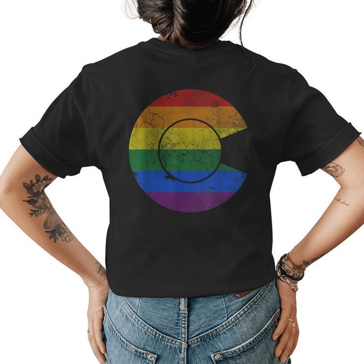 Colorado Lgbtq Rainbow Flag Gay Lesbian Bi Trans Queer  Womens Back Print T-shirt